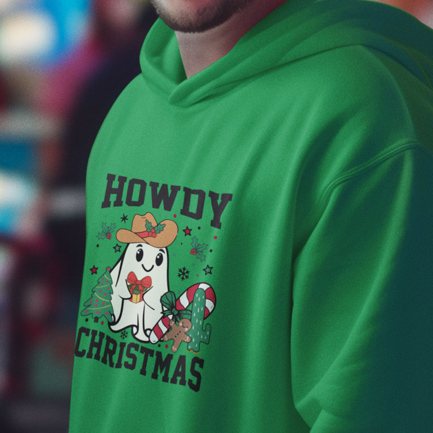 Howdy Christmas | Cute Cowboy Ghost Holiday | Unisex Hoodie